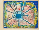 Friedensreich Hundertwasser, Rain of Blood is falling into the Garden, 1973, Farbholzschnitt auf Japan