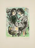 Marc Chagall, Le rendez-vous, 1983, Farblithografie auf Arches FRANCE (Wasserzeichen)