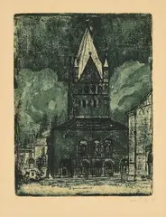 Patrocli-Dom in Soest by Emil Nolde, 1906, Farbradierung auf Bütten, sold Jan 2025