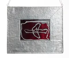 Georg Meistermann, Vogel im Flug, 1975, Mehrschichtiges Überfangglas, verso rot beschichtet, im breiten Bleirahmen montiert
