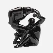 Cleon Peterson, Destroying the Weak (Black), 2016, glazed porcelain