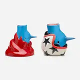Piet Parra, The Upside Down Face Vase, set of two, 2019, hand-painted ceramic