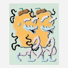 Joakim Ojanen, Twins on a Roll, 2018, screenprint in colors on Mohawk Superfine UltraWhite