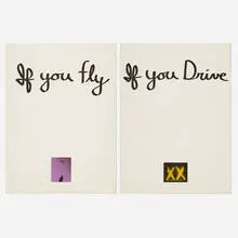 Chris Burden, If You Fly; If You Drive, 1973, lithograph in colors with hand-coloring on Arches diptych