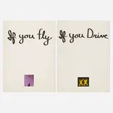 Chris Burden, If You Fly; If You Drive, 1973, lithograph in colors with hand-coloring on Arches diptych