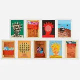 George Herms and Ryoichi Majima, Nine works from the July portfolio, 1981, screenprint with hand-coloring on Stonehenge