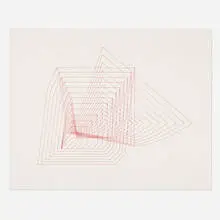 Channa Horwitz, Seven Expanded, 1979, lithograph in red