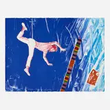 Emma Amos, Giza, Emma and Larry, 1992, lithograph in colors with fabric appliqué
