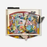 Sam Gilliam, Fragrance (from Tulip series), 1989, collage with wood block print in colors, paint and encaustic on handmade paper with marble constructions in wood frame