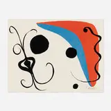 Boomerang rouge et bleu avec oignon by Alexander Calder, c. 1965, lithograph in colors, sold Sep 2022