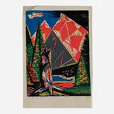 Josef Zenk, Grand Teton, woodcut in colors on rice paper