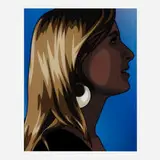 Elena and Cressie Get Ready for the Party I by Julian Opie, 2011, screenprint in colors on Perspex and inkjet print on paper in aluminum frame, sold Sep 2022