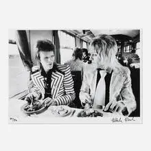 Mick Rock, David Bowie/Mick Ronson – Lunch on Train to Aberdeen, archival inkjet print