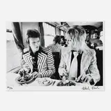 Mick Rock, David Bowie/Mick Ronson – Lunch on Train to Aberdeen, archival inkjet print