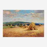 William Wendt, Haystacks, Fox River Valley, Illinois, oil on canvas