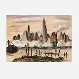 Adolf Dehn, Across from the Brooklyn Bridge, 1946, watercolor, gouache and graphite on paper