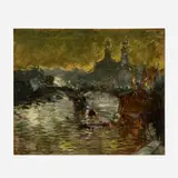 Constantin Kousnetzoff, Harbor Scene, oil on canvas