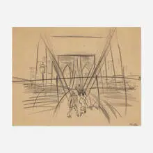 Study for Brooklyn Bridge by John Marin, pencil on paper, sold Nov 2024