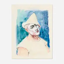 Circus Clown by Walt Francis Kuhn, 1942, watercolor and ink on paper, sold Nov 2024