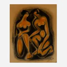 Alexander Archipenko, Orange and Black, 1947, pastel on paperboard