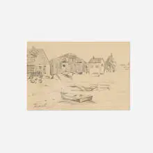 Fish Shacks by George Bellows, graphite on paper, sold Nov 2024