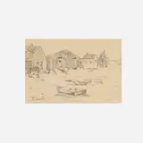 George Bellows, Fish Shacks, graphite on paper