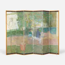 David Fertig, House and Garden, 1987, oil on canvas laid to wood (six panel screen)