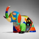 Éléphant vase by Niki de Saint Phalle, 1986, painted polyester resin, glazed terracotta, sold Nov 2024