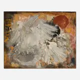 Bram Bogart, Oiseau, 1953, matter painting on canvas in artist's frame