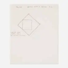 Yellow Square Within a Square by Robert Mangold, 1974, pencil on paper, sold Nov 2024