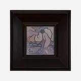 Jens Jensen for Rookwood Pottery, Rare Decorated Mat/Double Vellum trivet with nude bather