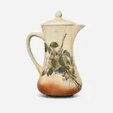 William P. McDonald for Rookwood Pottery, Cameo Glaze lidded chocolate pot with blackberries