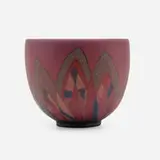 Decorated Mat/Double Vellum vase with Art Deco overlapping leaves by Wilhelmine Rehm for Rookwood Pottery, sold Nov 2022