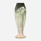 Irene Bishop for Rookwood Pottery, Iris Glaze vase with daisies