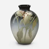 Irene Bishop for Rookwood Pottery, Iris Glaze vase with milkweed