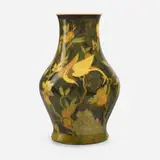 Arthur Conant for Rookwood Pottery, Yellow Tinted vase with birds of paradise