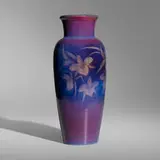 Black Opal vase with orchids by Harriet Elizabeth Wilcox for Rookwood Pottery, sold Nov 2022