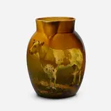 Standard Glaze scenic pitcher with Guernsey cow by Robert Bruce Horsfall for Rookwood Pottery, sold Nov 2022