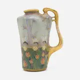 Stellmacher Riessner & Kessel, Amphora Wasp scenic ewer with Mackintosh-style roses