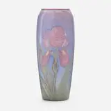 Jewel Porcelain vase with irises by Kataro Shirayamadani for Rookwood Pottery, 1940, glazed porcelain, sold Nov 2022
