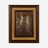 Owl and the Moon by Maria Longworth Nichols Storer, 1909, repoussé patinated copper, glass, sold Nov 2022