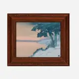 The Edge of the Lake (Vellum plaque) by Sallie Coyne for Rookwood Pottery, c. 1918, glazed earthenware, sold Nov 2022