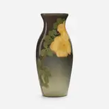 Iris Glaze vase with wild roses by Marianne Mitchell for Rookwood Pottery, sold Nov 2022