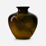 Standard Glaze vase with pine boughs by Amelia B. Sprague for Rookwood Pottery, sold Nov 2022