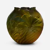 Standard Glaze vase with palm fronds by Harriet Elizabeth Wilcox for Rookwood Pottery, sold Nov 2022