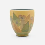 Decorated Mat/Double Vellum vase with Art Deco-style flowers by Wilhelmine Rehm for Rookwood Pottery, sold Nov 2022