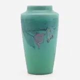 Sallie Coyne for Rookwood Pottery, Decorated Mat/Double Vellum vase with flowers