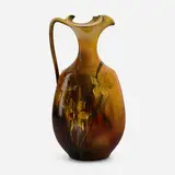 Standard Glaze ewer with daffodils by Harriet Strafer for Rookwood Pottery, sold Nov 2022