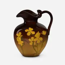 Small Standard Glaze pitcher with coreopsis by Francis Vreeland, sold Nov 2022