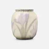 Harriet Elizabeth Wilcox for Rookwood Pottery, Ivory Jewel Porcelain vase with crocuses